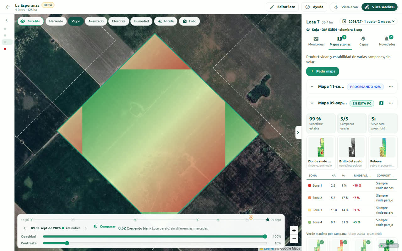 AvanSys Desktop: Mapas y zonas con el mapa satelital descargado
