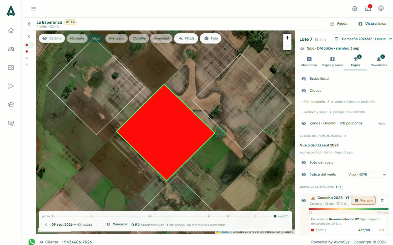 Mapa de cosecha por zona