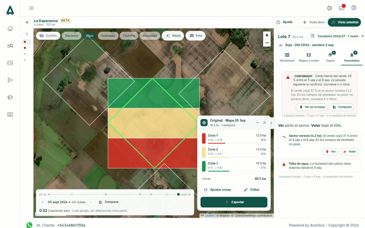 Novedades: una caída del verde confirmada con Dónde cayó, Ver en el mapa y Comparar